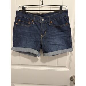 Levi Strauss & Co Women Dark‎ Wash Jean Shorts Rolled Cuff Size 28